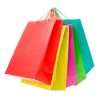 Colorful paper shopping bags isolated on white, clipping path in